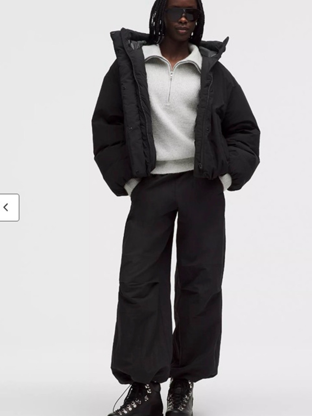 lululemon athletica Women's Black Oversized Bubble-Hem Puffer Jacket with Hood - Picture 2 of 11